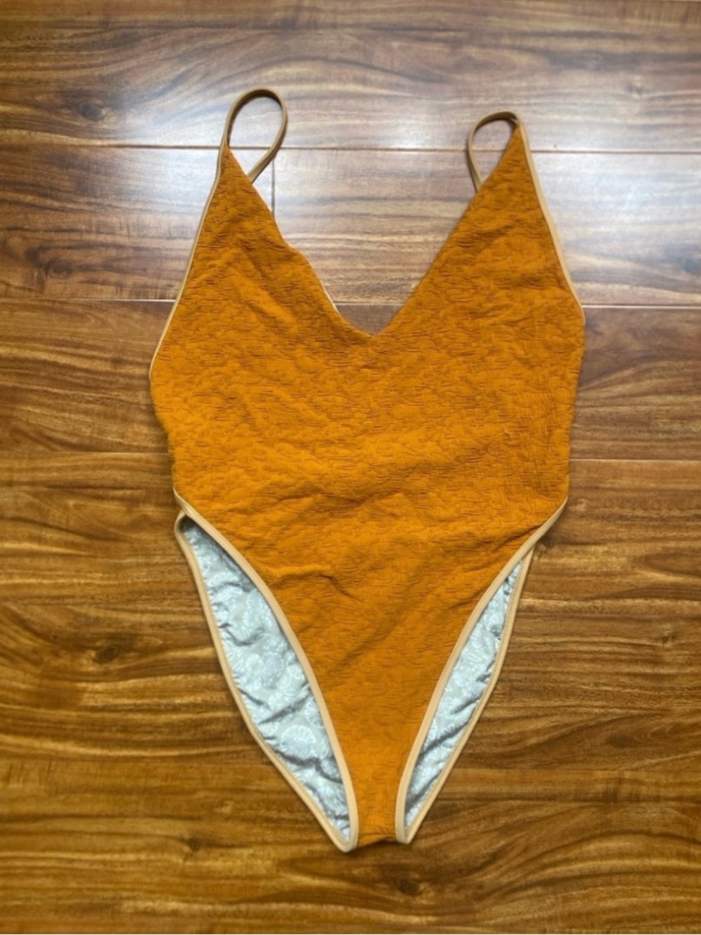 Free People Beach Womens Orange Strappy Back One Piece Swimsuit XL Boho Coastal